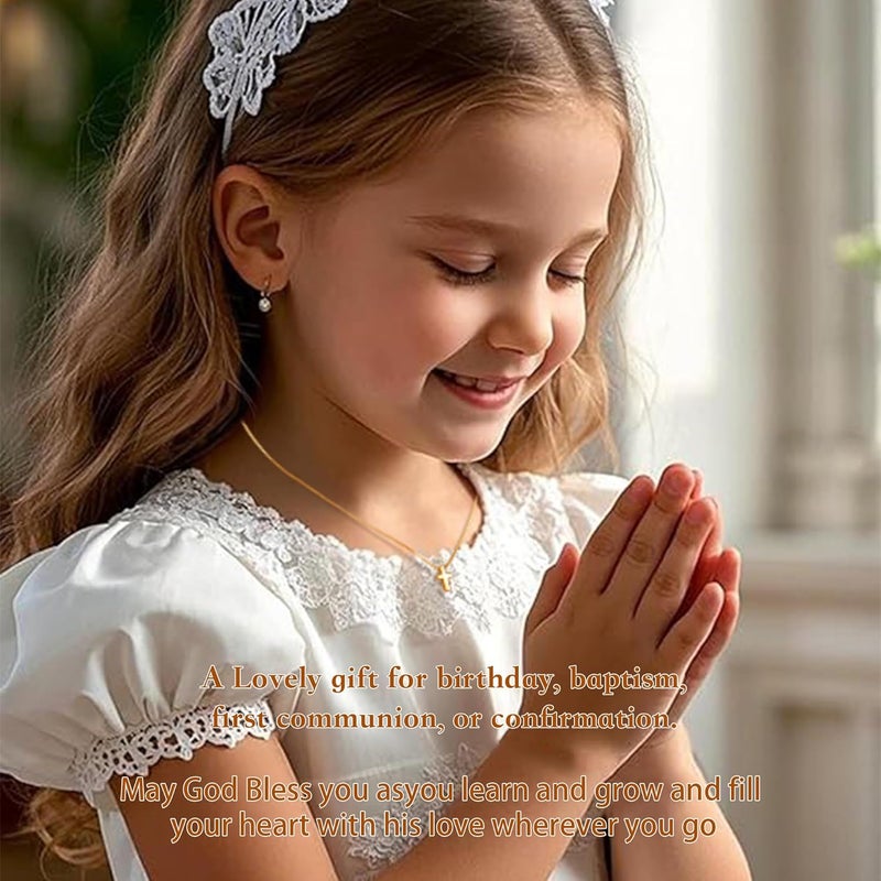 Poxtex Cross Necklace for Women Girls, Dainty 14K Gold Silver Plated Cross Choker Pendant Jewelry Non Tarnish Waterproof Trendy Cute Simple Small Necklace Easter Christian Baptism Religious Faith Jewelry Gifts - Image 4